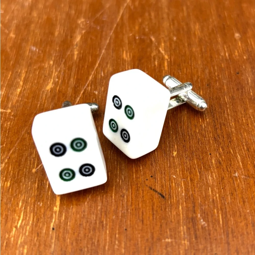 Four dots mini mahjong Cufflinks